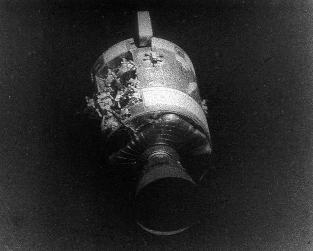 Apollo 13's damaged service module. Credit: NASA