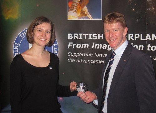Kate Arkless Gray and Tim Peake with the SpaceTweep Society Patch